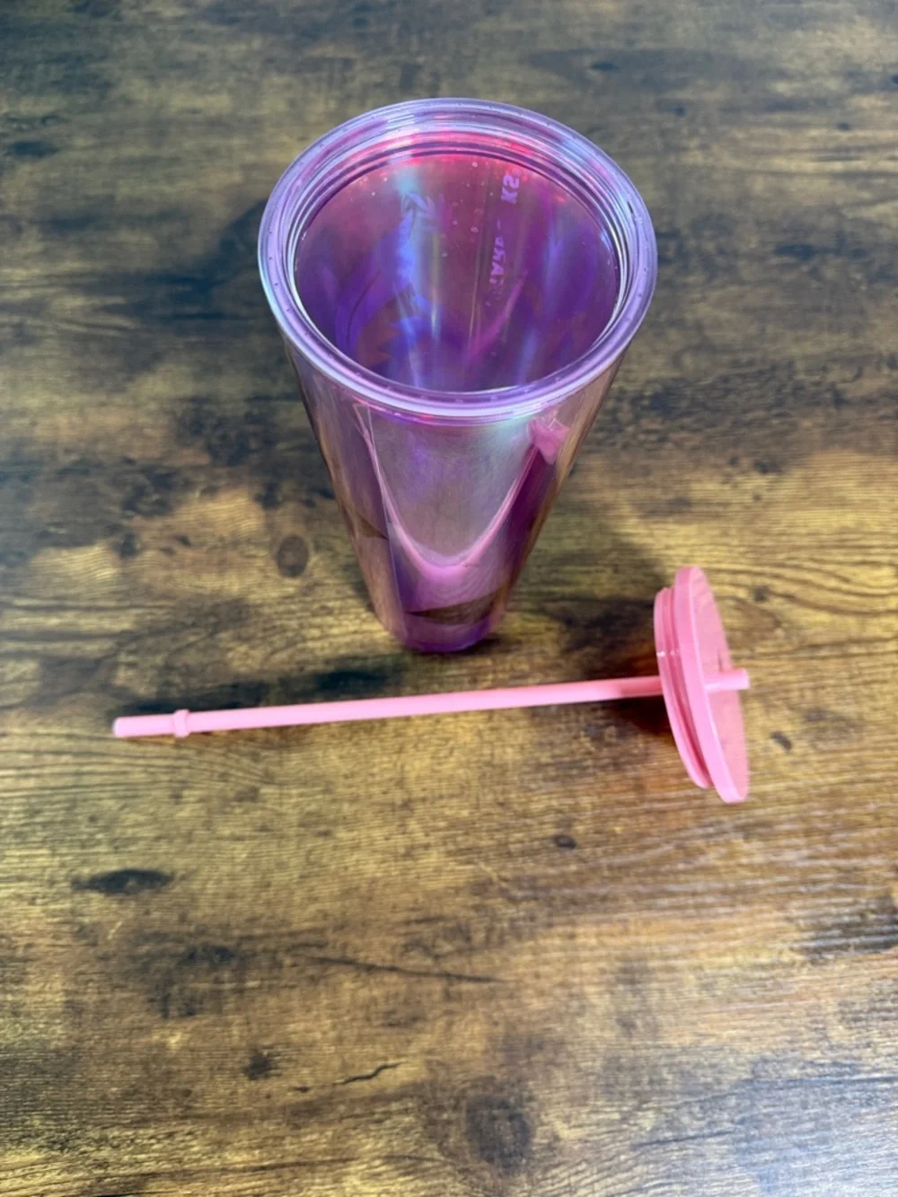 NWT Starbucks Pink Iridescent Floral Tumbler with Straw, 24 Oz